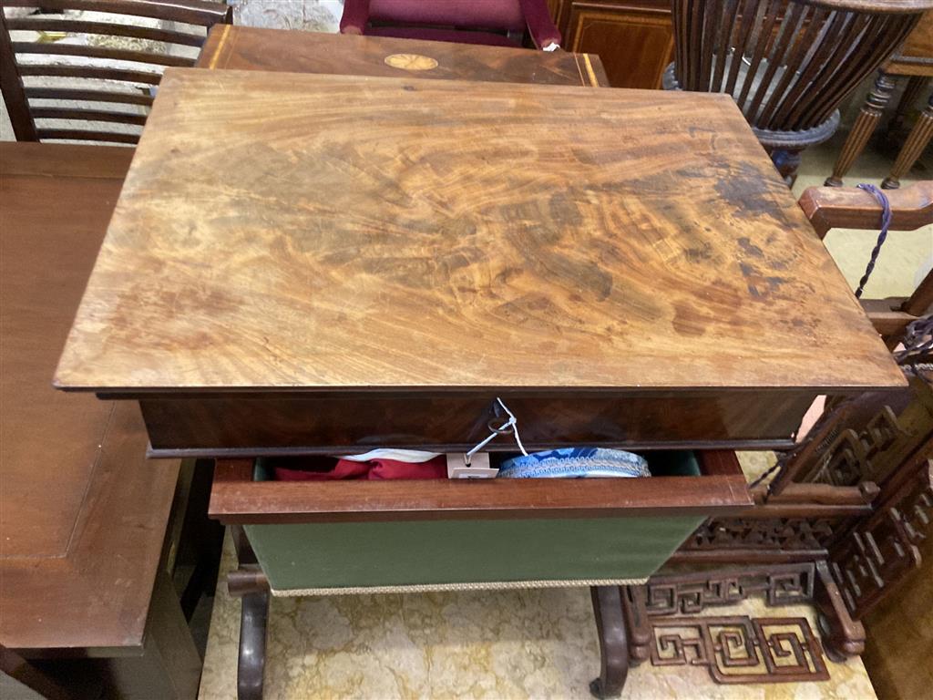 A mahogany work table, width 59cm, depth 42cm, height 75cm